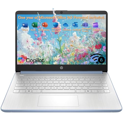 Image of HP 2026 Laptop, 1 Year Office 365&AI-Copilot, 128GB UFS with 500GB Ext HDD | Win 11 Home S, Intel Processor CPU, Wi-Fi 6, HD Camera, Long Battery Life & Ultra Light, For Students & Business, Frost Blue
