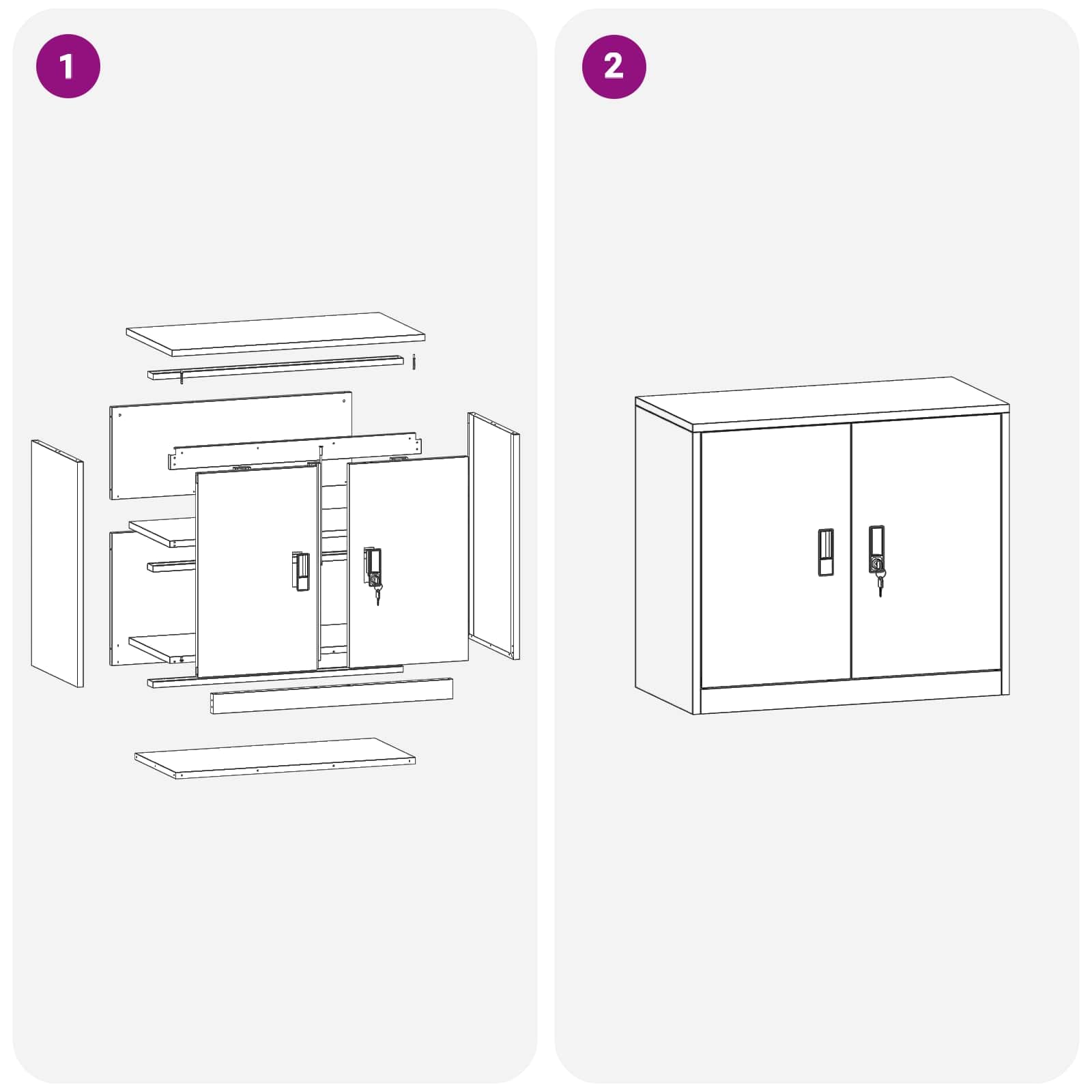 Armadio portaoggetti, 80 x 40 x 70 cm, in acciaio, con ante chiudibili, per ufficio, casa, studio, archiviazione, documenti, cartelle, metallo, durevole