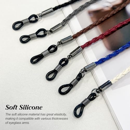 Tienyuu 6Pcs Premium Eyeglass Strap - Multicolor Eyewear Retainer Chain for Women, Men, and Kids - Comfortable Leather Glasses Holder for Outdoor Sports & Everyday Use
