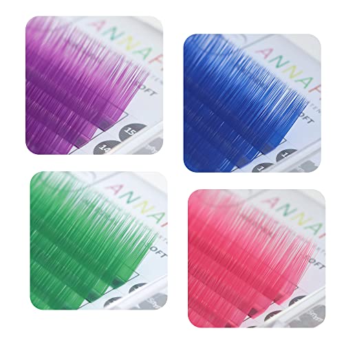 ANNAFRIS Colored Eyelash Extension Classic Blue 0.07 C Curl 8-15mm Mix Colorful Single Lash Extension Individual Salon Supplies Color Lash Professional (Classic Blue,0.07 C 8-15mm Mix) - Image 3