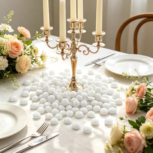 Cuentas de cristal planas blancas de 2.2 libras para rellenar jarrones y decoración 5