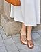 Coutgo Womens Flat Sandals Comfortable Square Open Toe Slides Slip On Summer Dressy Beach Shoes, Brown, size 8.5