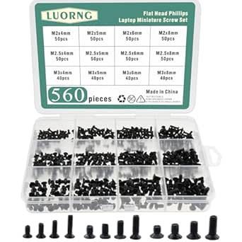 Lot De Vis Micro Métriques Tête Fraisée Phillips En Acier Inoxydable 304 Noir - Tailles M1 à M3