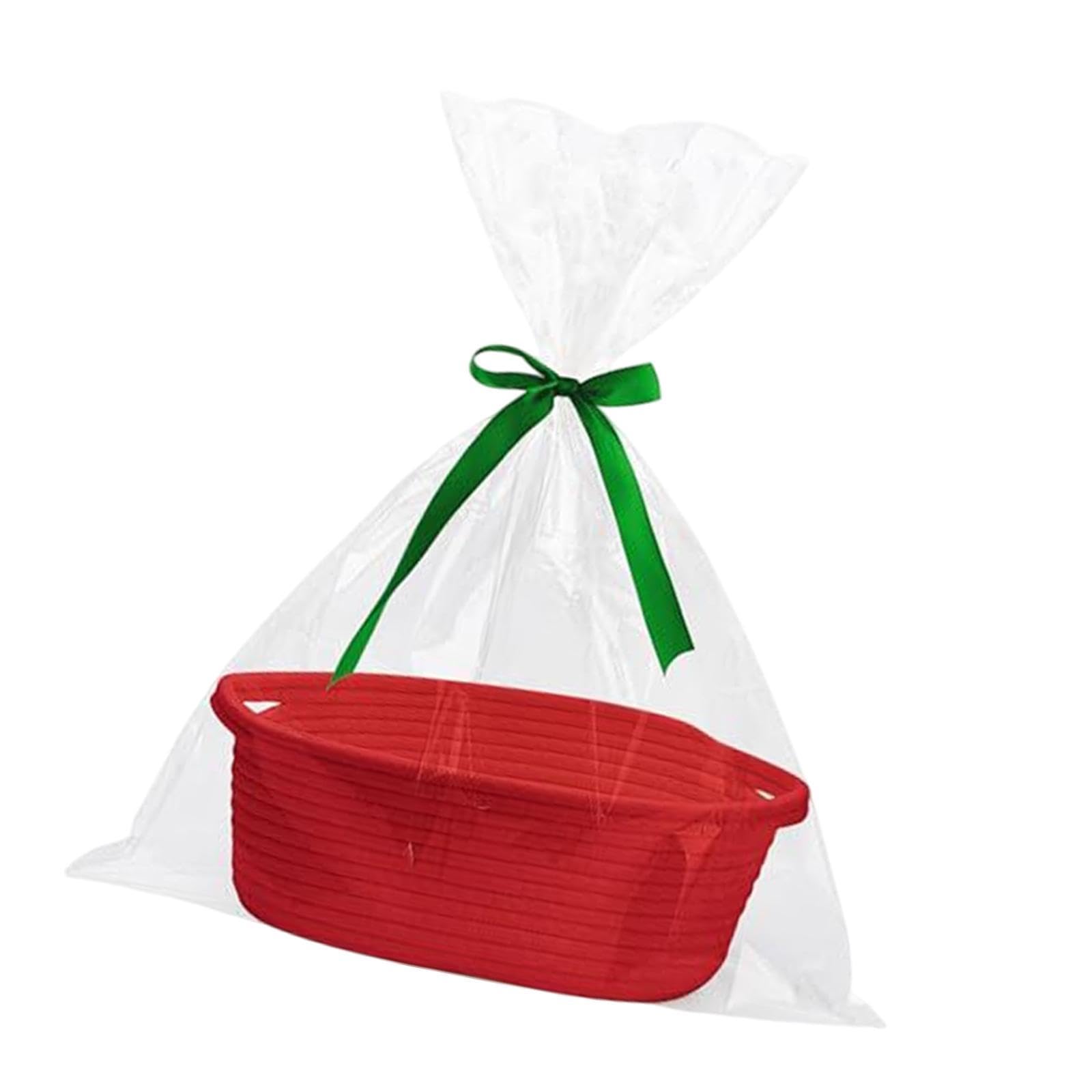 Panier à fruits tressé rouge en corde de coton avec poignées