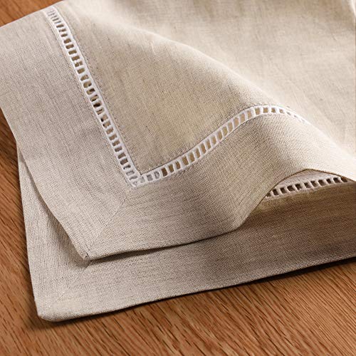 Simple&Opulence 100% Linen Dinner Napkins, Hemstitched Decorative 18X18 Inch Natural French Flax Cloth, Pack Of 4 Reusable Napkins,Stone Washed With Handcrafted Mitered Corners #TOP5