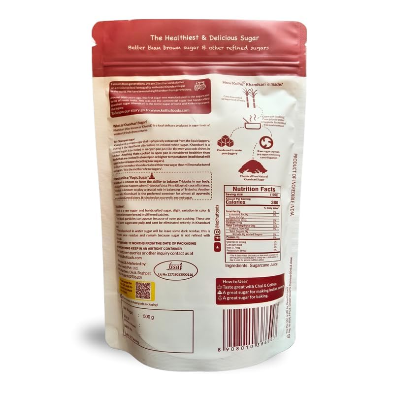 Image of Kolhu Natural Khandsari Sugar, Desi Khand 2.5Kg (5x500g)