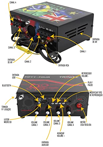 Amplificador de Mesa Trinity Fifty Four com Bluetooth Entrada USB 200W RMS 4 Canais - Ideal Para Som