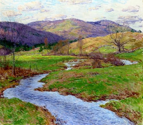 Pintura Decorativa Ruscello gonfio Willard Leroy Metcalf Cuadro Arte Pared Salón 60x90cm