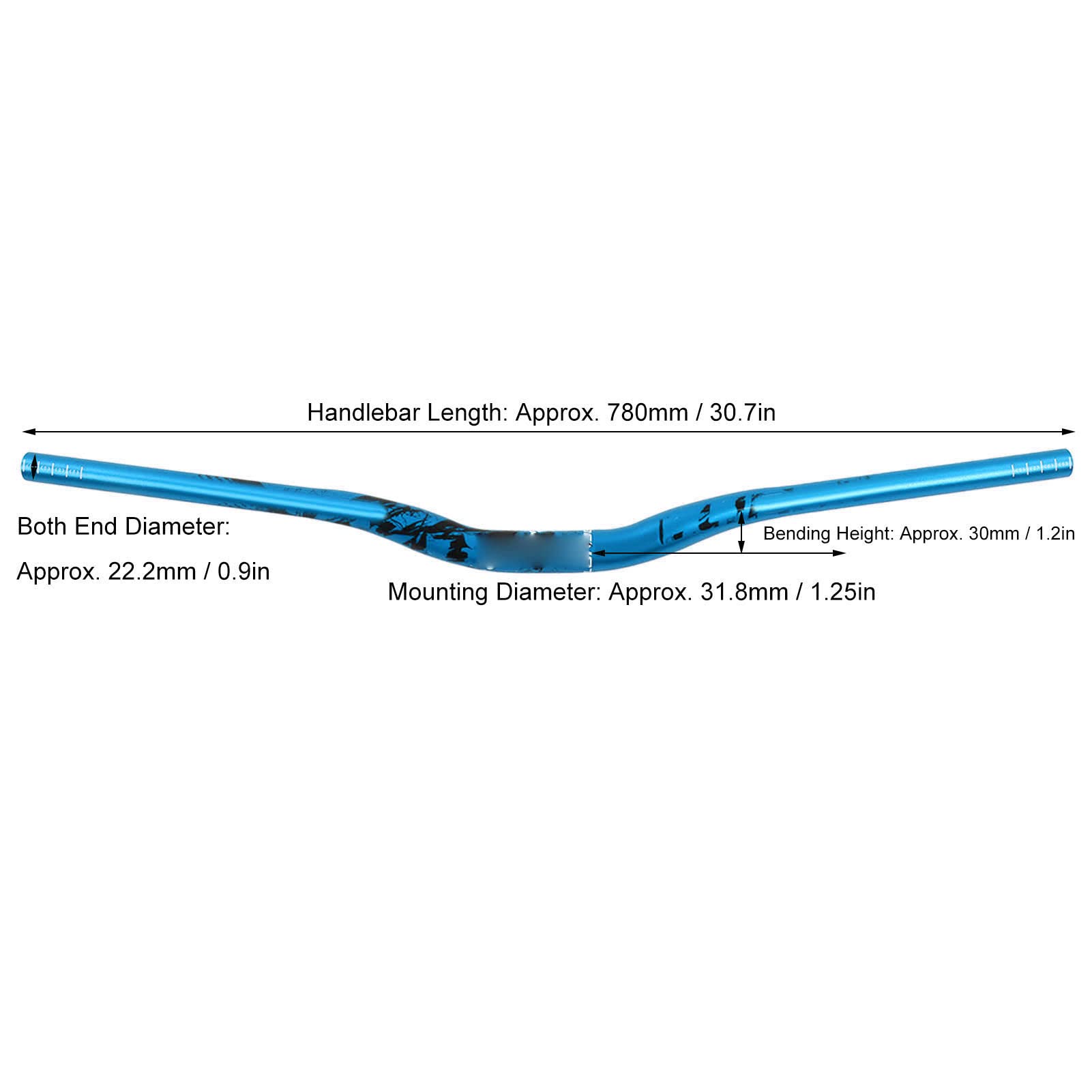 Guidon de Piste de Roue en Alliage D'aluminium Haute Résistance, Longueur de 780 Mm, Conception Ergonomique pour le Vélo de Montagne de Descente (Bleu)