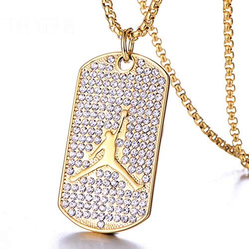 Inveroo Jordan Balcón Circón Colgante Collar Hombres Hiphop Rock Titanio Acero Inoxidable...