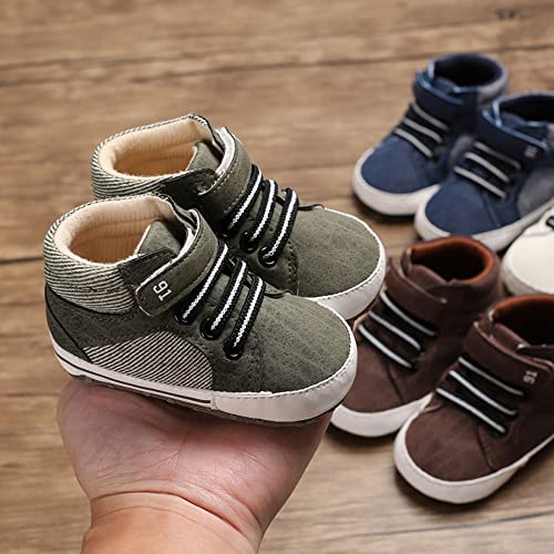 Sekantrol Newborn Baby Boys Girls First Walker Crib Shoes Soft Rubber Sole Infant Sneakers Fashion High-Top Non-Slip Toddler Oxford Dress Moccasins (02-Green, Infant, 12_Months, Age_Range, Us_Footwear_Size_System, 18_Months, Medium) #TOP5