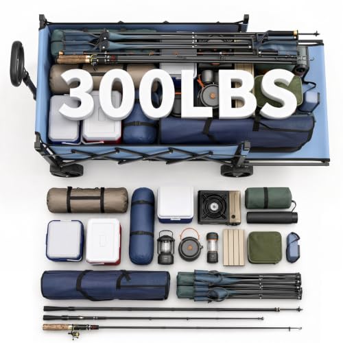 Sekey Collapsible Wagon with Tailgate, 300 lb Capacity, 38 in Cargo Length - image 3