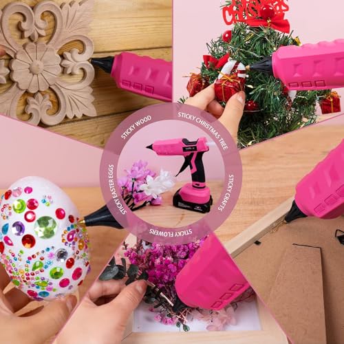 Hot Glue Gun, 20V Pink Cordless Glue Gun with 30 PCS Full Size Glue Sticks, 2Ah Rechargeable Battery Glue Gun Kit for DIY, Arts & Craft, Decorations, Gift for Women - Image 7