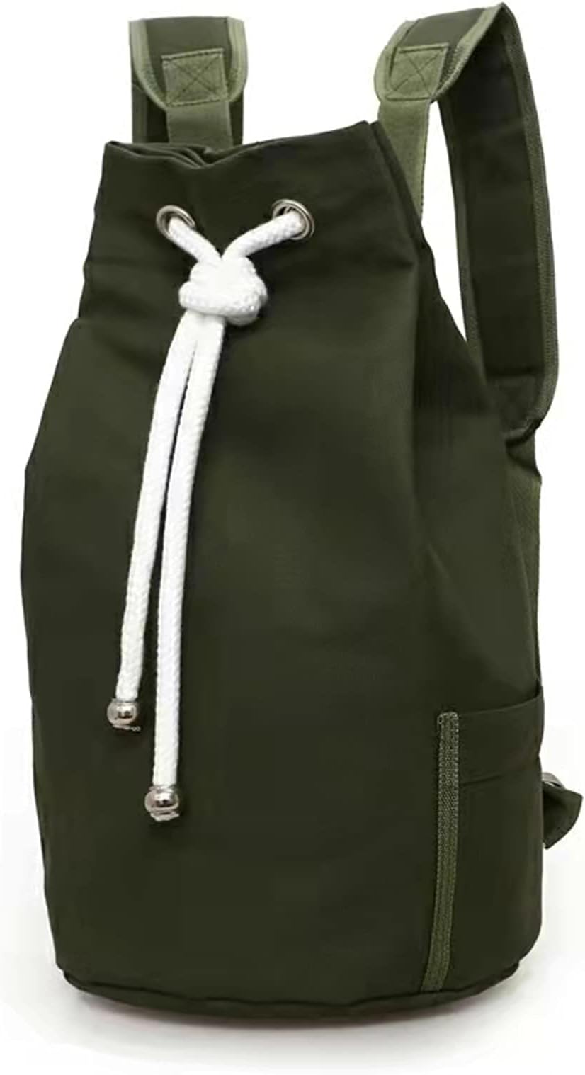 PPRR Casual Backpack Canvas Bag Men's Bag Bucket Bag Backpack Sports Large Capacity Fitness Bag Bucket Basketball Bag