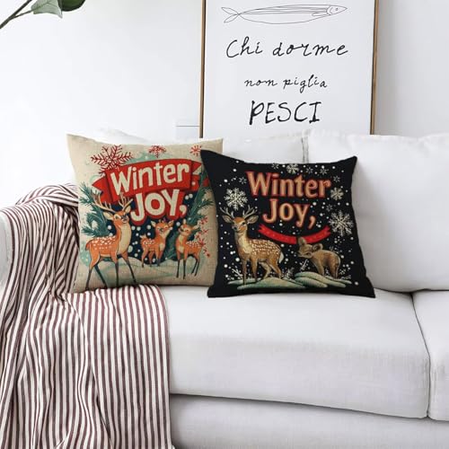 Housses de coussin en lin déperlant imperméable lot de 2 grand format - 4