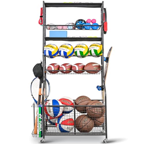 Image of Mythinglogic Rolling Sports Equipment Organizer for Garage Gear and Toys