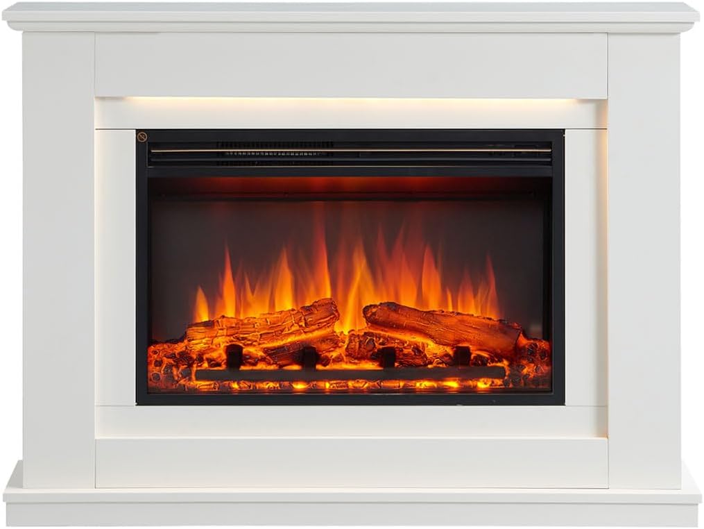 Opal 2000W Electric Fireplace Heater White Mantel Suite