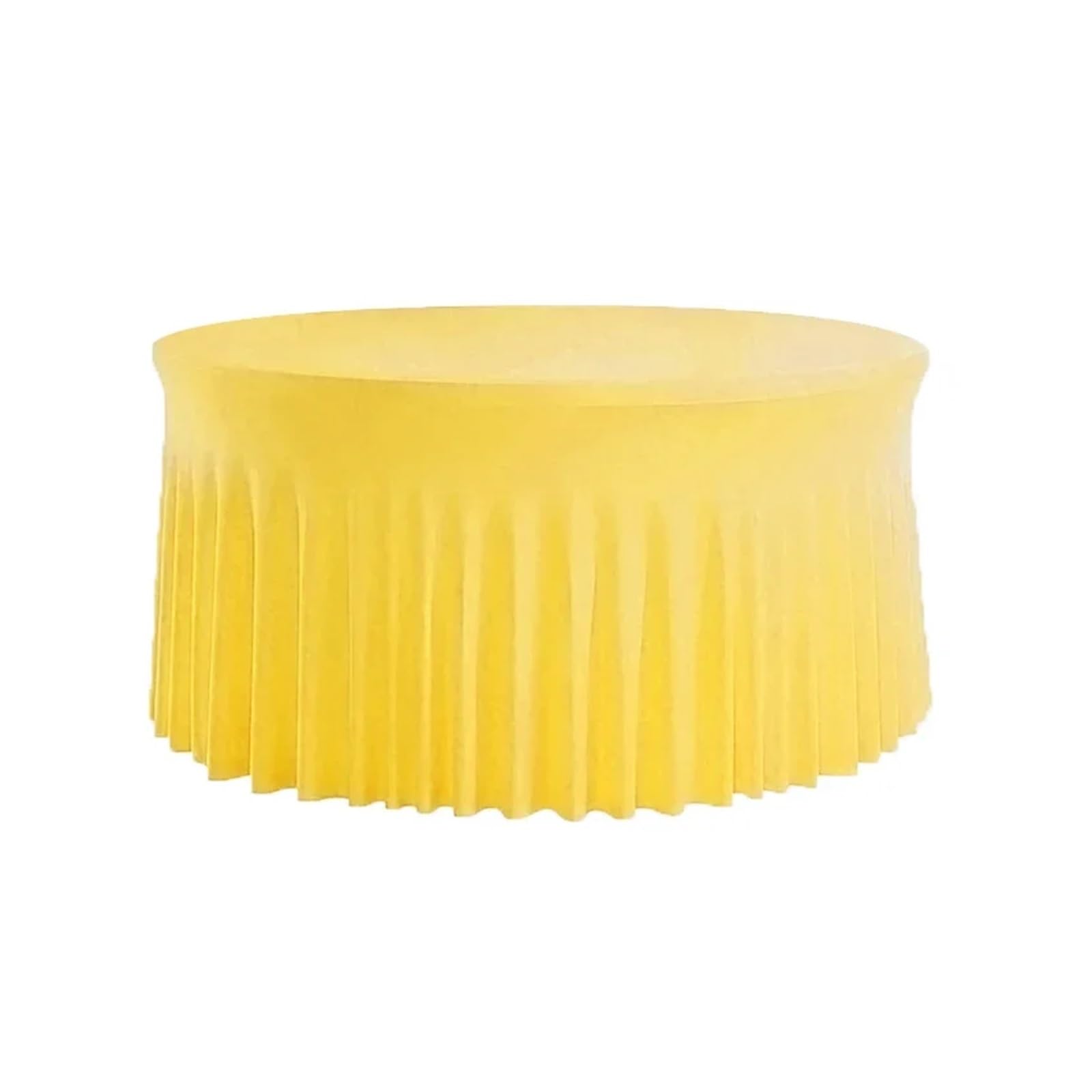 SHBHWS Pleated Wave Spandex Round Tablecloth Elastic Skirted Cover for Banquet Wedding Stain-Resistant for Wedding Banquet(Lemon Yellow,5FT 153.0CM ROUND)