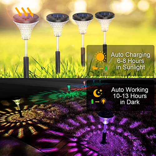 Roor Solar Pathway Lights 8 Pack, Rgb Color Changing+Warm White, Outdoor Led Ip67 Waterproof Solar Powered Path Lights, Solar Lights For Garden Backyard Walkway Yard Lawn Landscape Decorative #TOP3