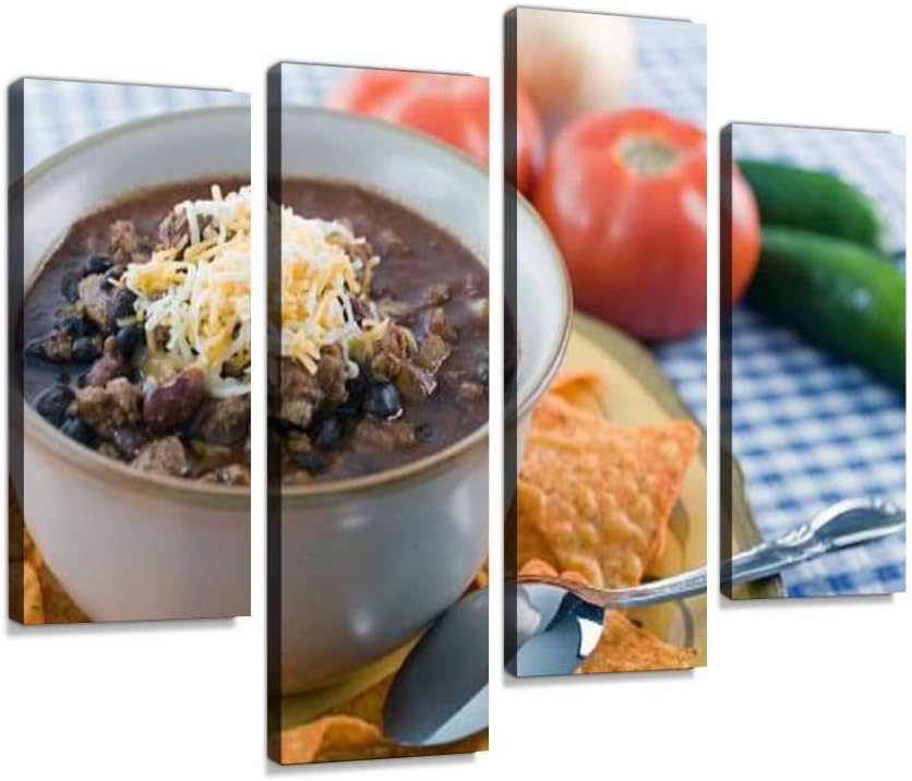 4 Panel spicy black bean chili chili pepper stock pictures, royalty free Canvas Pictures Home Decor Gifts Canvas Wall Art for your Living Room