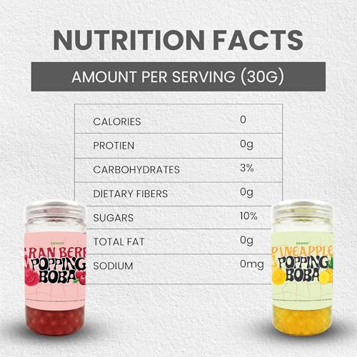 Image of Zawaa Boba Tea Assorted Popping Boba Pearls - Pineapple & Cranberry | 300g Each (Pack of 2) | Bursting Bubble Tea Pearls