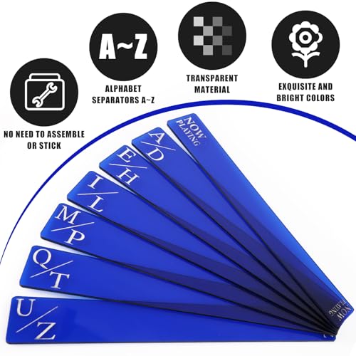 7 separadores de discos de vinil, divisórias de discos de acrílico A-Z retangulares organizadores de