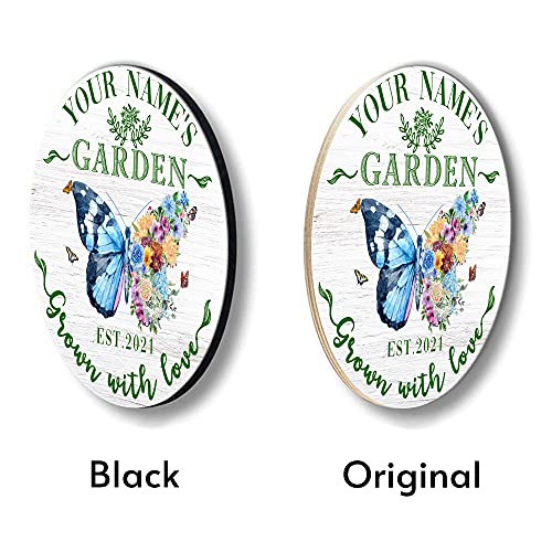 Memate Custom Garden Signs For Outdoor Decorative - Personalized Name, Year Printed Wood Sign For Flower Garden Decor And Accessories - Wooden Outdoor Plaque For Garden, Backyard, Patio, Farmhouse #TOP2