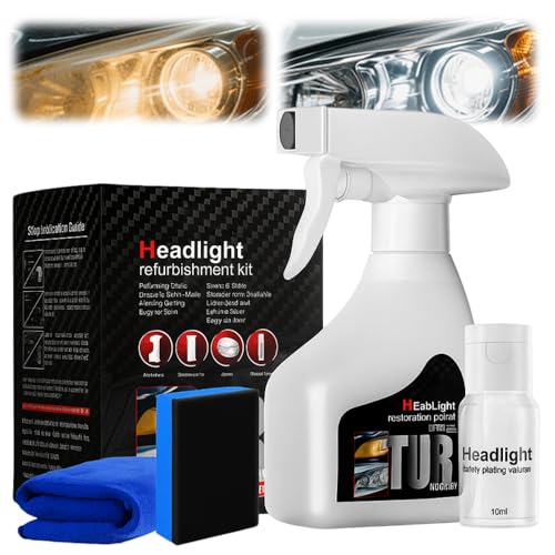 Seivble Upgrade Automotive Headlamp Restoration Fluid Kit, Car Headlight Cleaner and Restorer Coating Spray Kit, Headlight Restoration Kit for Foggy Yellowing Oxidation (1 Set)