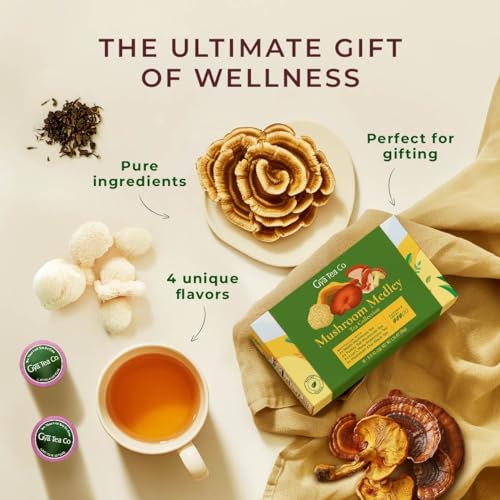 Image of Gya Tea Co Mushroom Medly Tea Pod Collection Gift Set (16 Count) - Different Flavors Assorted Variety Pack