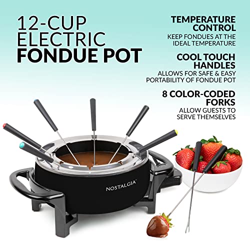 image for Nostalgia 12-Cup Electric Fondue Pot Set for Cheese & Chocolate-8 Colo