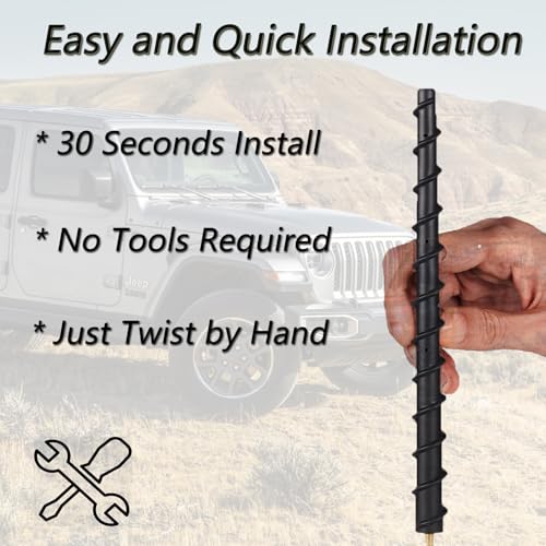 Image of Antenna Fits for Jeep Wrangler Gladiator JL JK JT Rubicon Sahara 2007-2026, Internal Copper Coil for Enhanced Reception, 13 inches Rubber Antenna Replacement Accessories