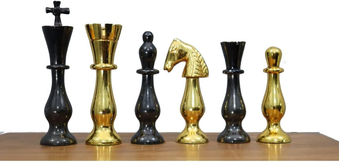 Artistic Handcrafted Metal Chess Pieces Only | Brass Metal Luxury Chess Set | Quad Weighted Royal Chess Set