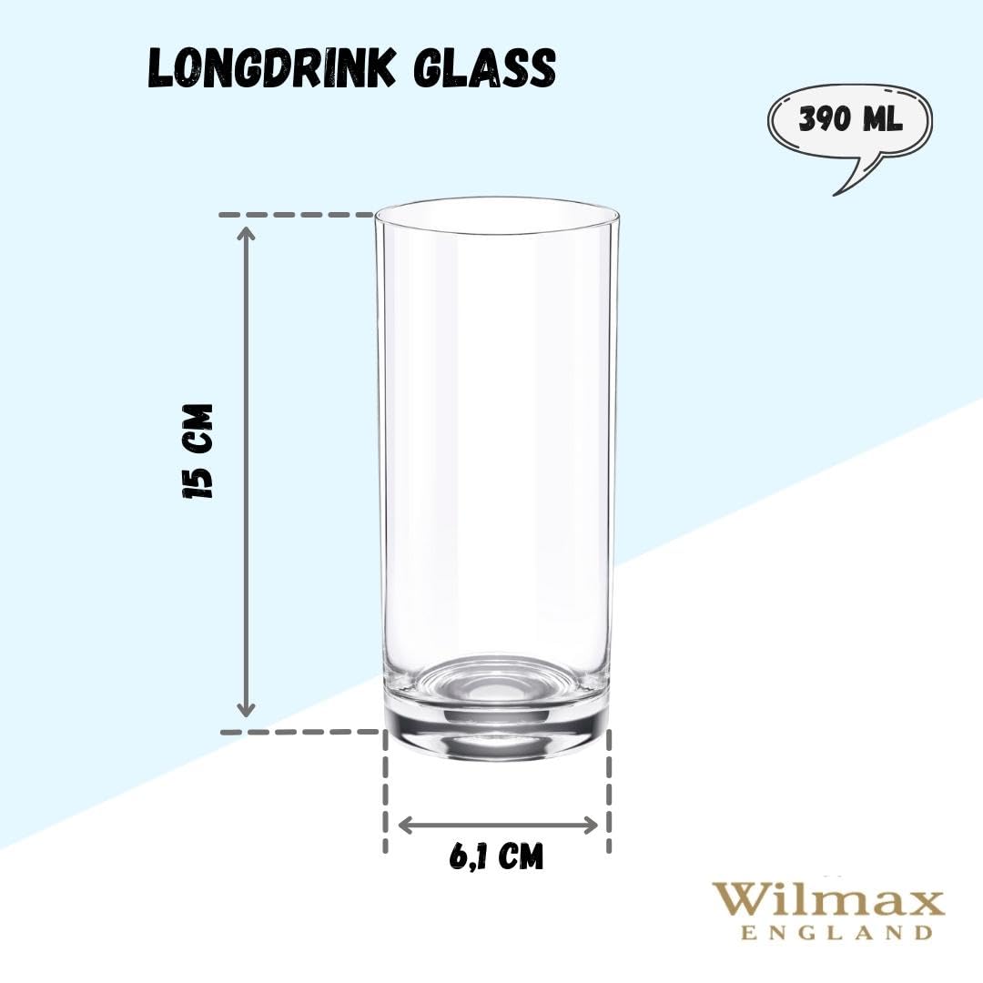 Wilmax Jarra de cristal de 1 l con 6 vasos de agua de 390 ml, juego de bebidas, jarra de agua para zumo, agua, té helado, leche, jarra de cristal, jarra de agua, apta para lavavajillas, jarra de