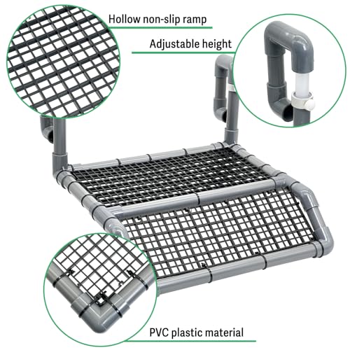 Fhiny Hanging Turtle Basking Platform, Plastic Turtle Dock Basking Area with Climbing Ramp Height Adjustable Reptile Floating Dock Tortoise Tank Accessories Decor for Lizard Gecko Hermit Crab - Thumbnail 4