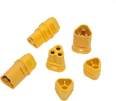 MOUDOAUER 5 Pairs Male + Female MT30 3 Pin Gold Plated Connector 15A 16AWG ESC Brushless