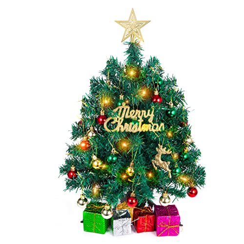 FIMAGO 24 Inch Tabletop Mini Christmas Tree Set, Prelit Small
