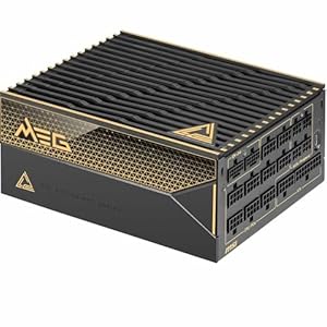 MSI MEG Ai1600T PCIE5 Power Supply Unit, 1600W, 80 Plus Titanium, ATX 3.1, PCIe 5.1 GPU Support, Dual-Native 12V-2×6, Cables with Dual-Color 12V-2×6 connectors, ATX PSU, Braided Cable