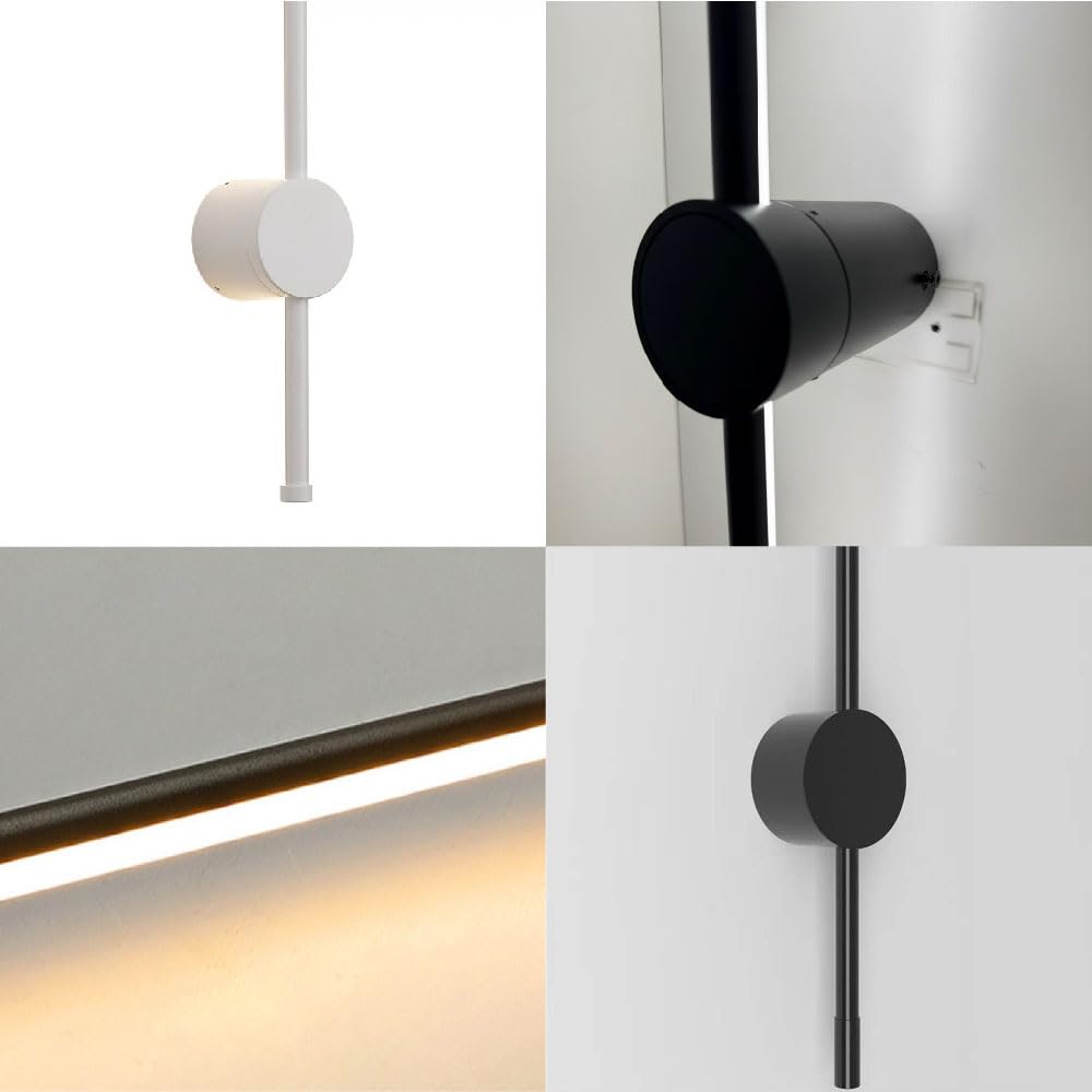 Applique LED Orientabile 360° 12W da Parete Moderna | Luce CCT 3000K 4000K 6500K | Design Lineare Minimal | IP20 Interni Soggiorno Corridoio Camera Bianco/Nero (Bianco)