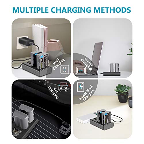 Neewer 2er Pack 2100mAh Ersatzbatterie für Nikon EN-EL3e Akku und Dual USB Ladegerät mit LCD Bilschirm Kompatibel mit Nikon D70 D70s D80 D90 D100 D200 D300 D300s D700 DSRL Kameras - Image 6