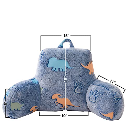 Btargot Reading Pillow Glow In The Dark Bed Wedge Large Adult Backrest Lounge Cushion With Arms | Back Support For Sitting Up Grey Dinosaur #TOP3