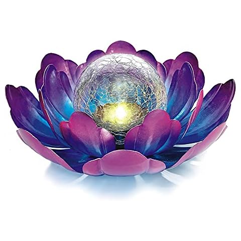 Solar Lotus Flower Light Outdoor Decorations,Solar Outdoor Lights Decorative,Garden Decor Christmas Gift for Women Mom Grandma Decor Light,Waterproof Glass Solar Powered Lotus Light for Outside Cover