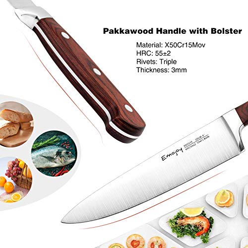 Emojoy Knife Set, 15-Piece Kitchen Knife Set with Block Wooden, Manual Sharpening for Chef Knife Set, German Stainless Steel - Thumbnail 5