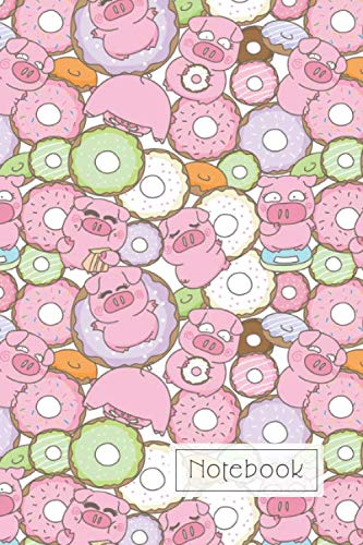 Notebook: Funny and cute pigs pattern, Piggy Notebook/Journal/Diary, Funny notebook with pink pigs, Perfect gift for all who love pigs and humor, Large 6 x 9, 110 lined pages