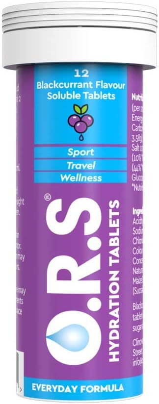 Hydration Tablets with Electrolytes, Vegan, Gluten and Lactose Free Formula – Soluble Sports Hydration with Natural Blackcurrant Flavour, 12 Count