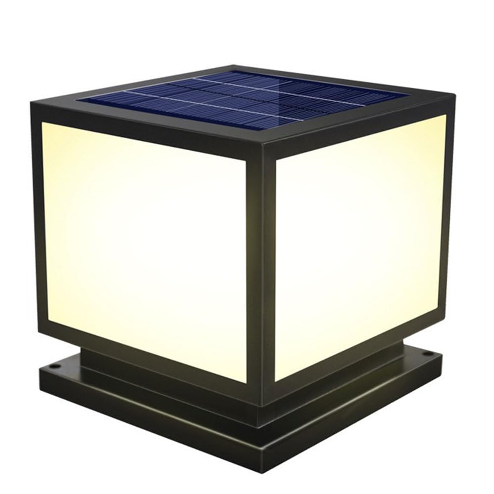 KUEYANB Post Light for Garden Villa Fence Outdoor Super Bright Column Light for Courtyard Waterproof Solar Pillar Lamp for Driveway Easy to Install Modern Minimalist Lighting Fixture Solar Powered