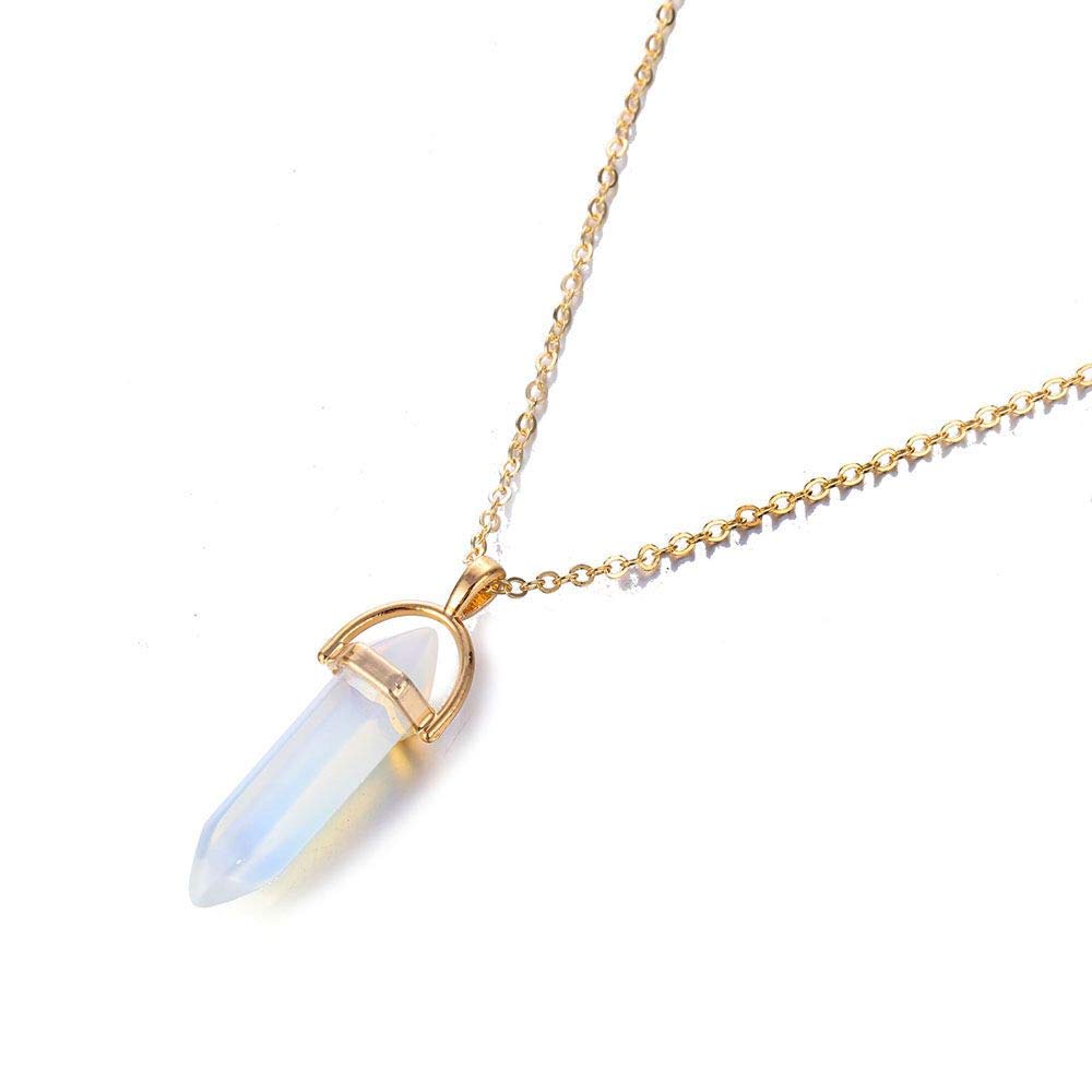 Maverick Fashion Trend Crystals Necklace Bohemian Hexagon Opal Pendant With Chain/Necklace; Beautiful Silver Finish Pencil Pointed Natural Stone Bullet Jewellery Gift For Girls N Women (B07WTXNPZD) Amazon Price History, Amazon Price Tracker