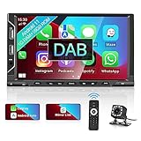 7 Pulgadas Android 11 Coche Estéreo Double DIN Radio Carplay Android Incorporado Automáticamente Autoradio Coche con Sistema de Navegación GPS WiFi Dab+ FM MirrorLink 6 USB y Cámara de reversa