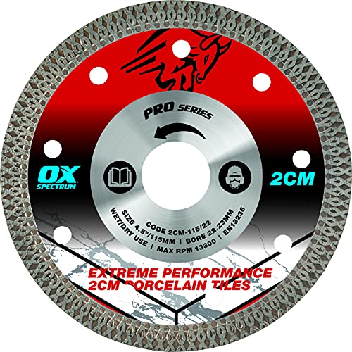 OX Pro 2CM Porcelain Cutting Blade - 115/22.23mm Blue