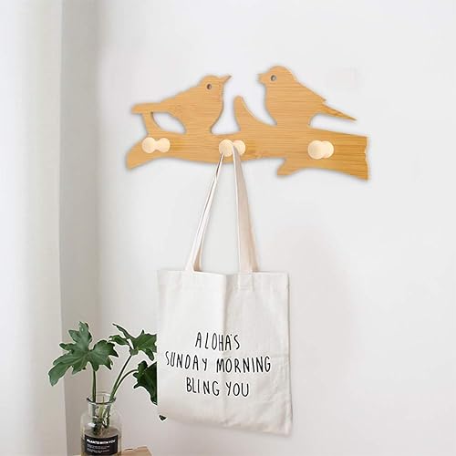 Miniatura 3 de Miskall Percha de puerta de madera con 3 ganchos organizador de ganchos de madera estilo moderno estante decorativo para colgar en la pared para el