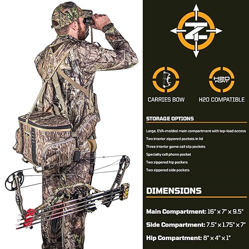 Image of TENZING Unisex Adult Hangtime Lumbar Pack, Mossy Oak Bottomland | Adjustable Durable H2O Compatible Hunting Pack with 5 Compartments, 5 Pockets & Webbing Straps for Extra Hunting Gear Milti